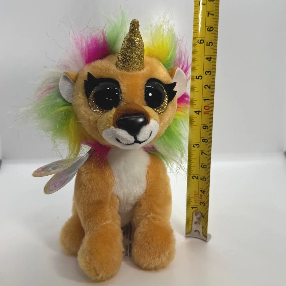 Zuru Coco Surprise Mego Lion‎ Unicorn Plush Rainbow Mane Gold Horn 8 Inch NWT
